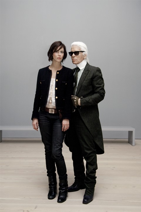 Anna Mouglalis &amp; Karl Lagerfeld at The Little Black Jacket E