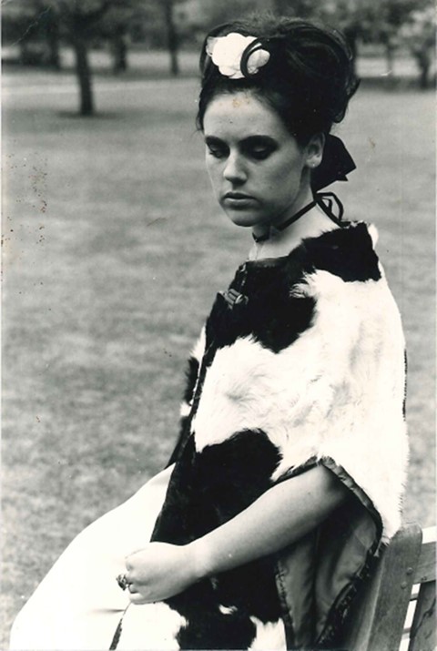 Suzy Menkes in homemade cow cape