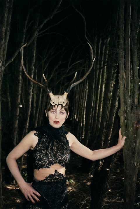 Isabella Blow with Horns, Gloucestershire, 1996