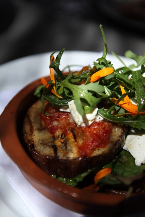 Aubergine parmesan at Petersham Nurseries