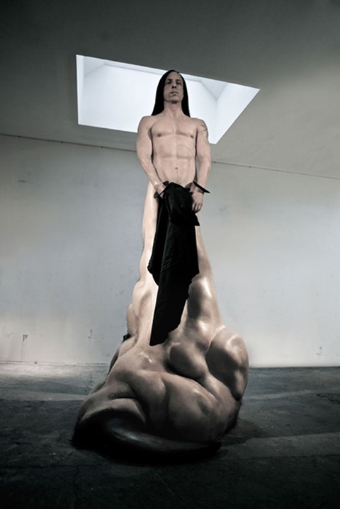 The Godzilla Themed Waxwork of Rick Owens in his Flagship St