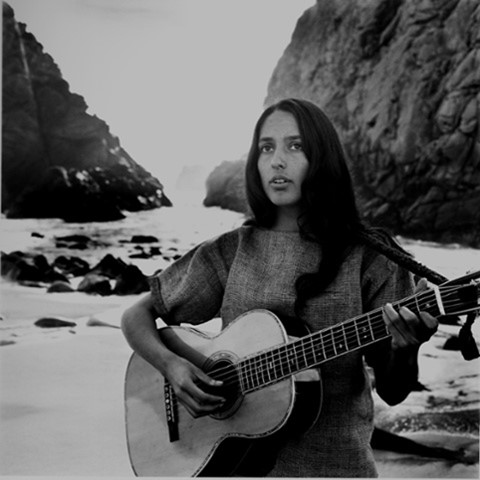 Joan Baez on the beach near her home, 1962