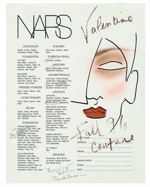 NY Fashion Week Fall 1996, Valentino Face Chart