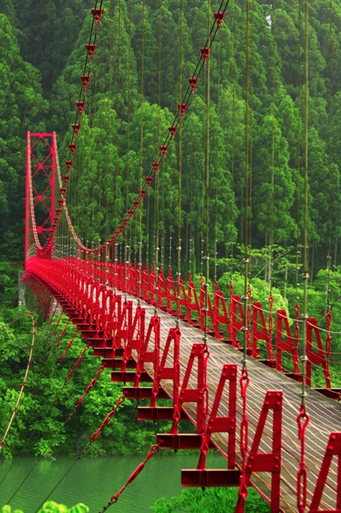 Red Bridge at Aridagawa-cho, Wakayama, Japan