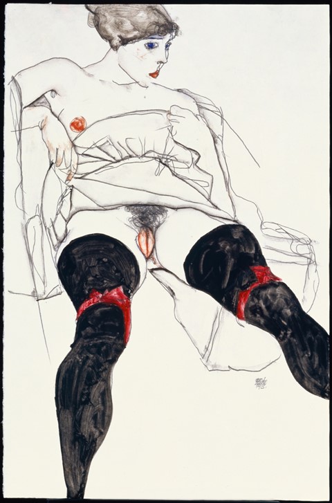Egon Schiele, Woman with Black Stockings, 1913