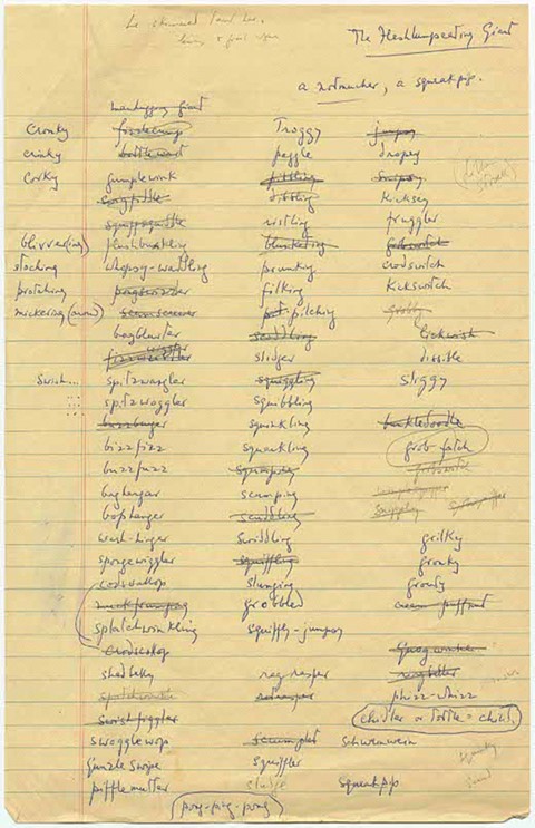 The BFG&#39;s Vocabulary List by Roald Dahl