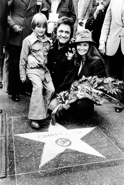 June Carter, Johnny Cash and son John at the dedication of a