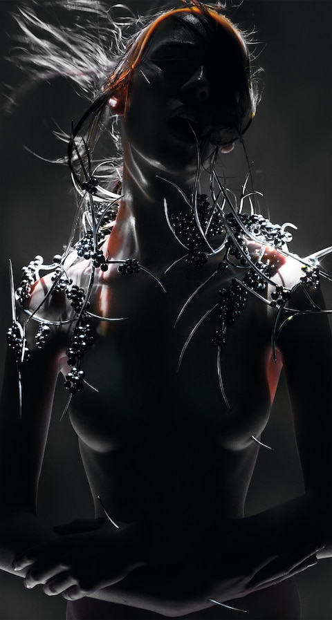 Tahitian pearl and silver shoulder piece by Shaun Leane 