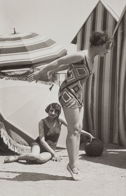 Two fashion models in bathing suits, c.1929