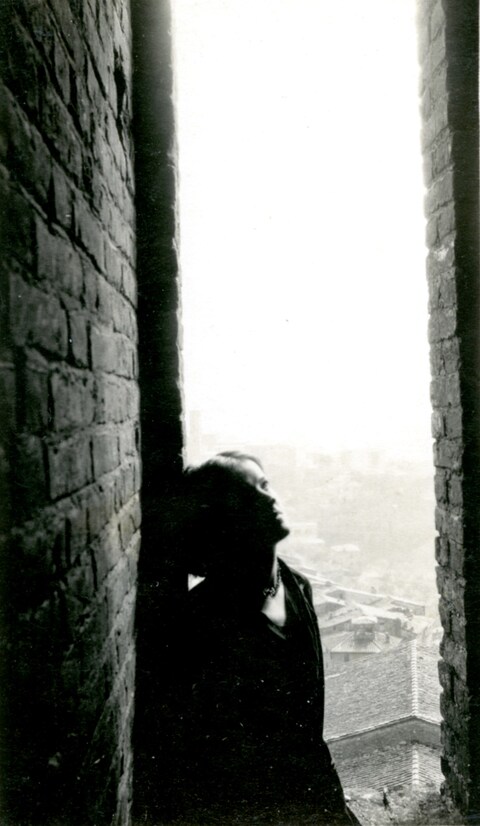Barbara Hepworth in Siena, from the tower of the P