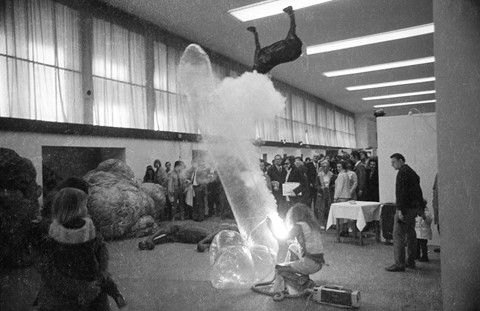 6. British artists creating a happening during the