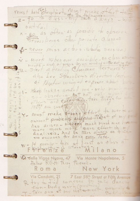 Page from Marilyn Monroe&#39;s address book