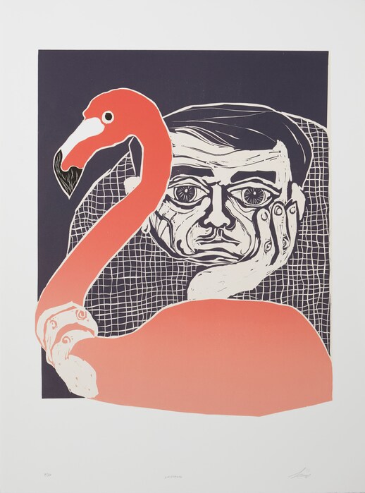 _Sanya Kantarovsky, Lacrimal, 2016 Wood Cut Print 