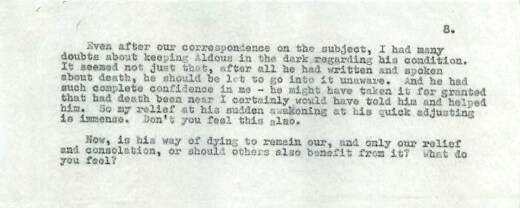 Laura Huxley&#39;s Letter on the death of her husband Aldous Hux