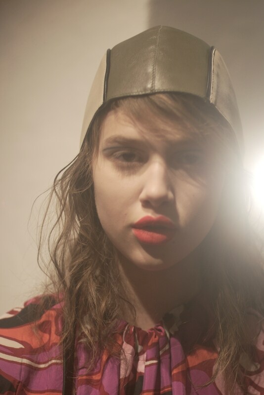 Model backstage at Marni