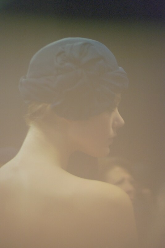 Model backstage at Giorgio Armani