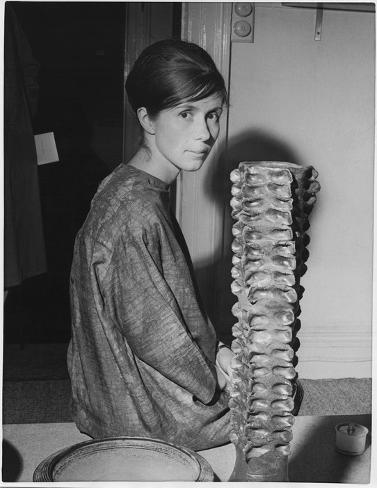 Lowndes-at-her-first-solo-show,-Bristol-Guild-1963
