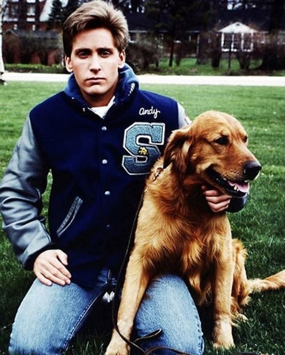 Emilio Estevez on the set of The Breakfast Club