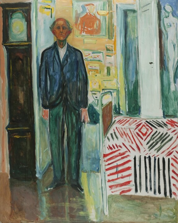 Munch&#39;s Self-Portrait: Between Clock and Bed, 1940-43