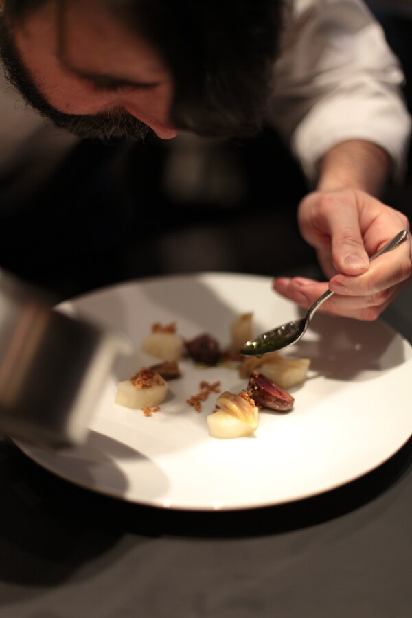 Nuno Mendes with confit duck tongues