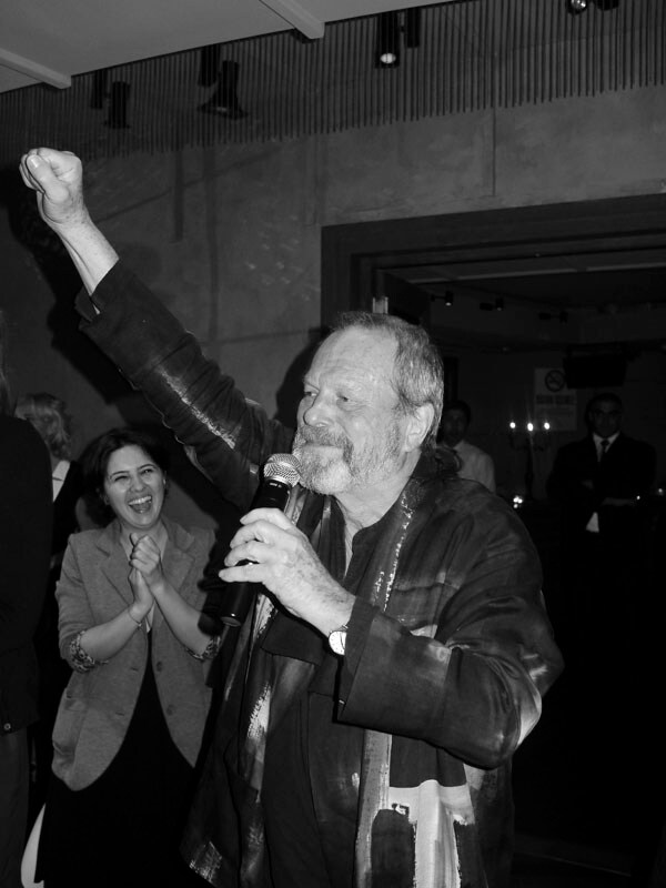 Terry Gilliam giving a speech at dinner in his honour