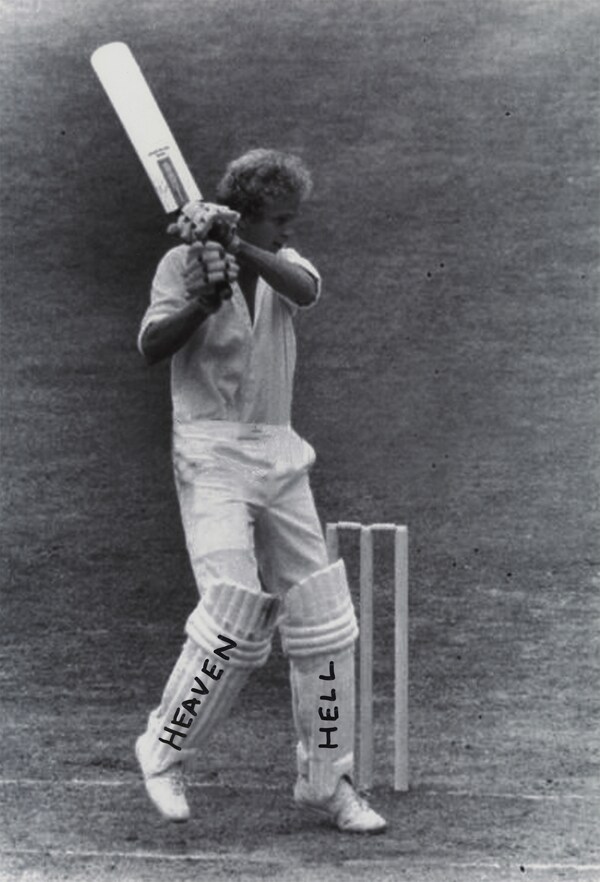 Dan Rees, David Gower, Ink on photographic print, 420mm x 28