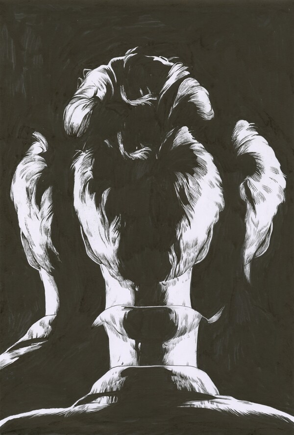 Ed Atkins, The Sun, Ink on paper, 420mm x 285mm, 2011.