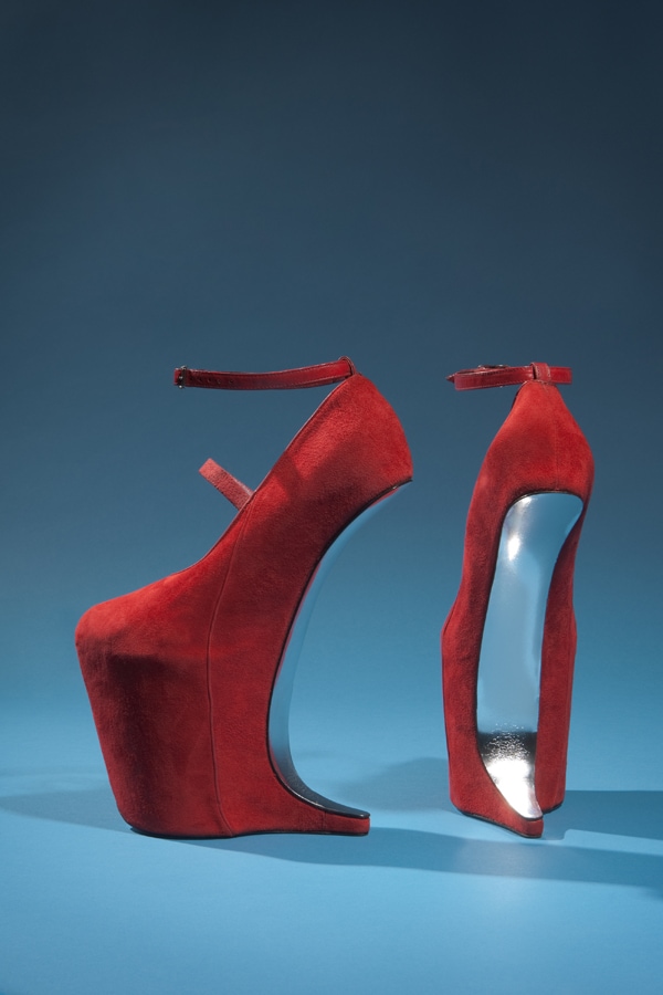 Red suede shoes by Nina Ricci