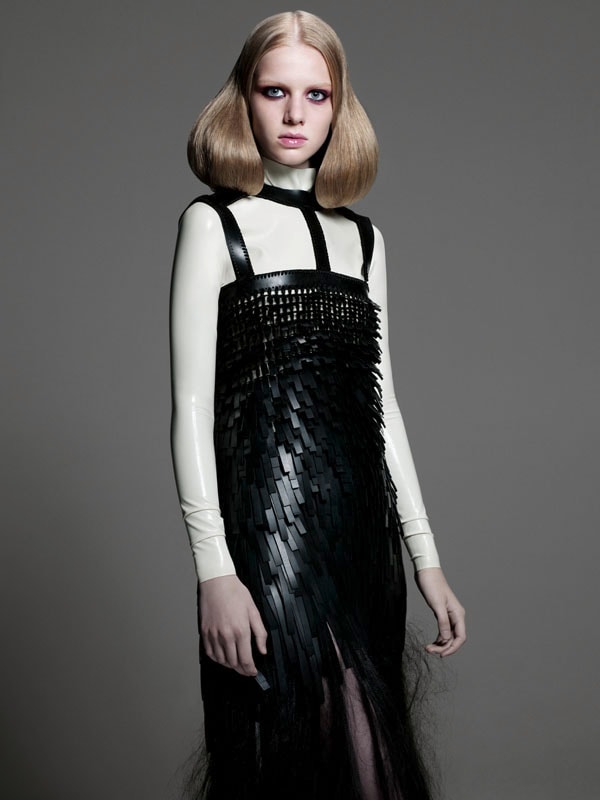 Maddy wears rubber and hair dress by Phoebe English, rubber 