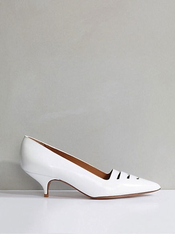 C&#233;line 5cm pump in white brushed calfskin leather