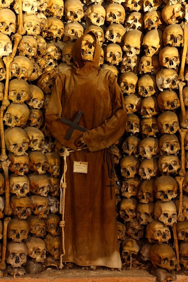 Mummified monk in the crypt of the Monastery of Santa Maria 