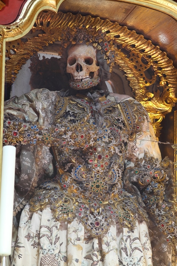 The relics of St Gratianus on the Marienaltar of the Basilic