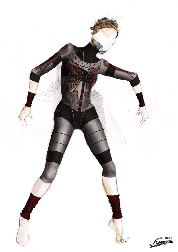 Costume sketch by Kinder Aggugini for The Rite of Spring