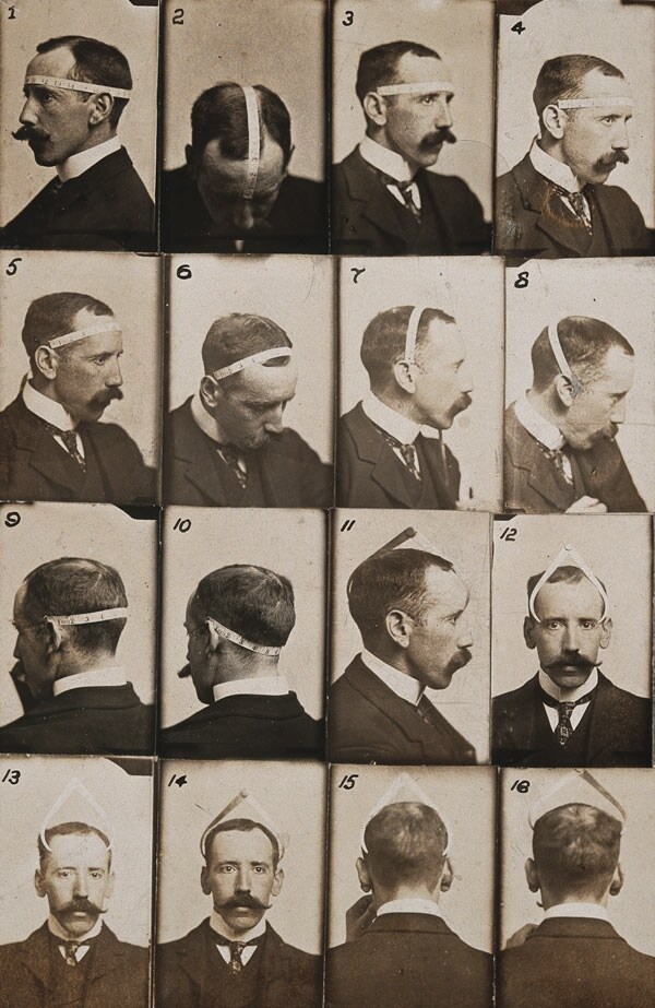 The phrenologist Bernard Hollander illustrating with his own