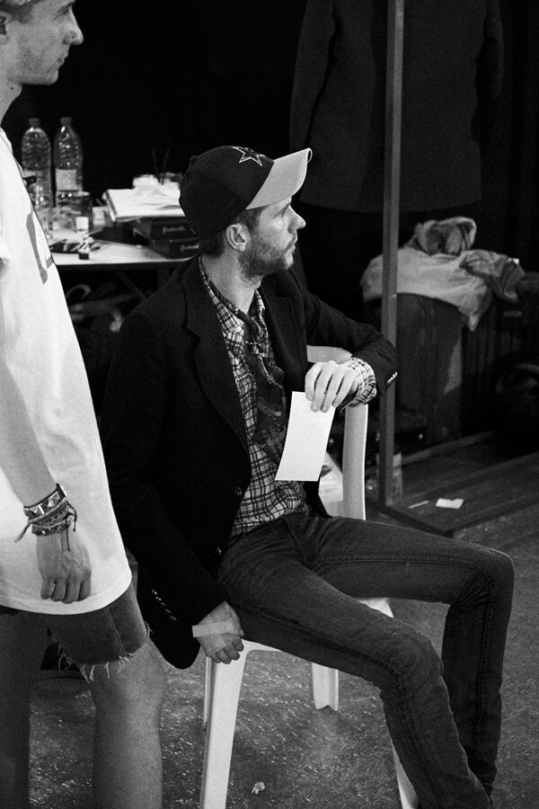 Bryan McMahon backstage at Hardy Amies S/S13
