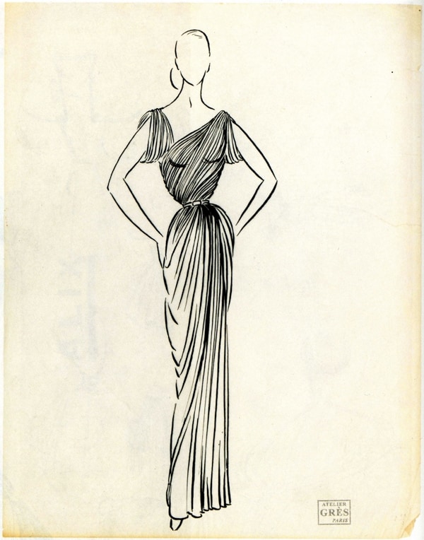 Archives Gr&#232;s, hand drawing from Madame Gr&#232;s, Spring/Summer 