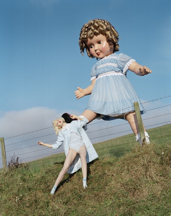 Giant doll kicks Lindsey Wixson, Eglingham Hall, Northumberl