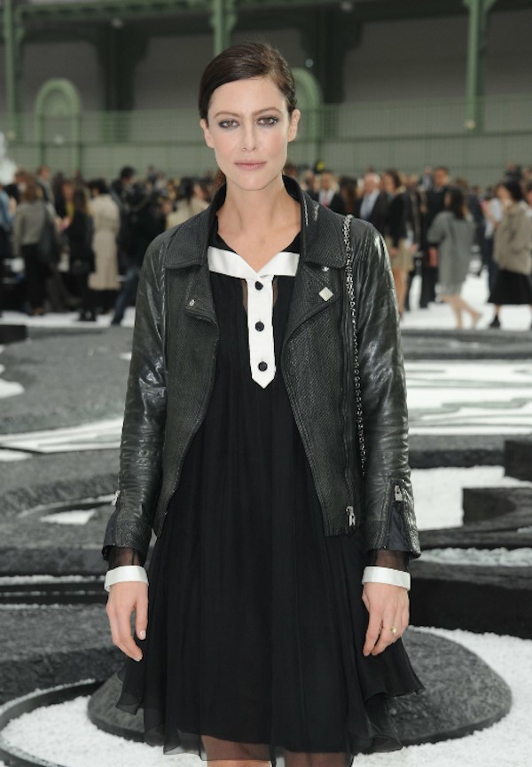 Anna Mouglalis in her Chanel leather jacket