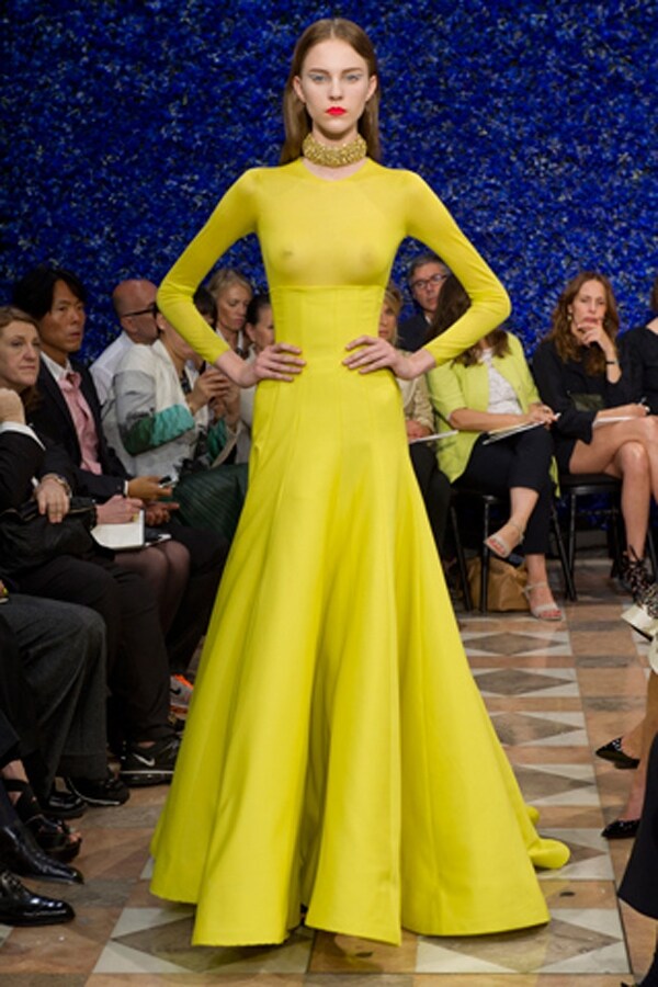 A wall of blue delphiniums at Dior Couture A/W12