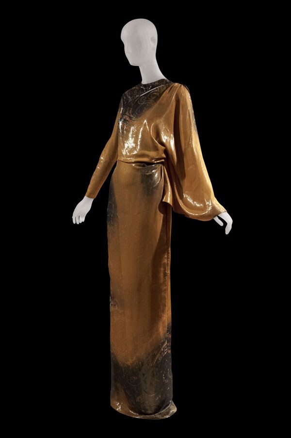 Etro (Veronica Etro) evening dress: orange, gold, black nylo