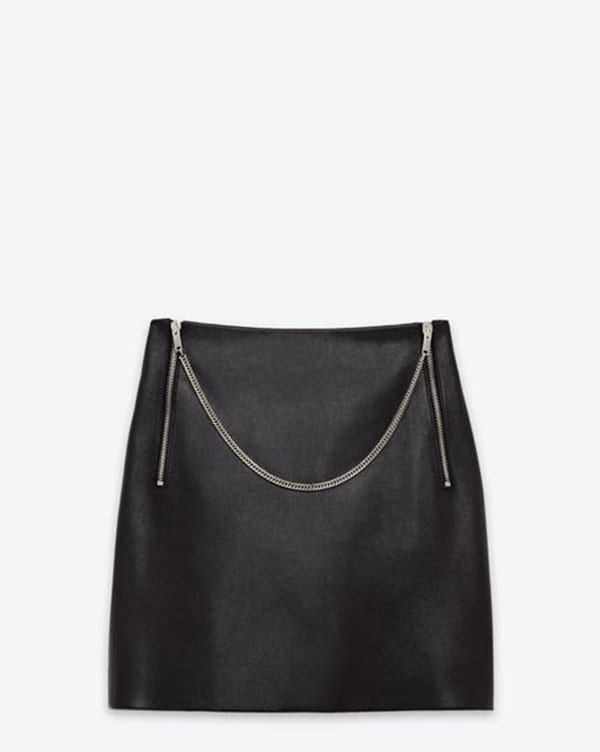 Saint Laurent by Hedi Slimane Leather Motorcycle Mini Skirt 