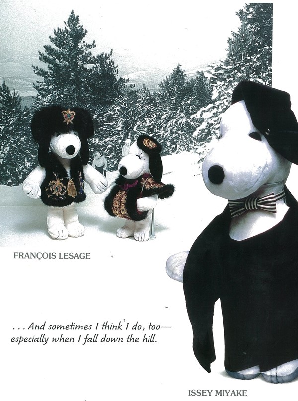 Snoopy dressed by Fran&#231;ois Lesage and Issey Miyake