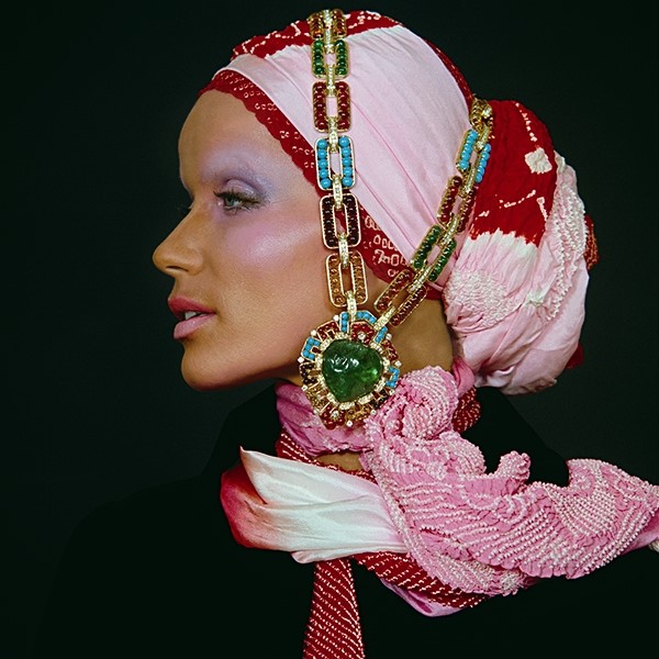 Veruschka in an exotic silk headdress embodied the era&#39;s fre