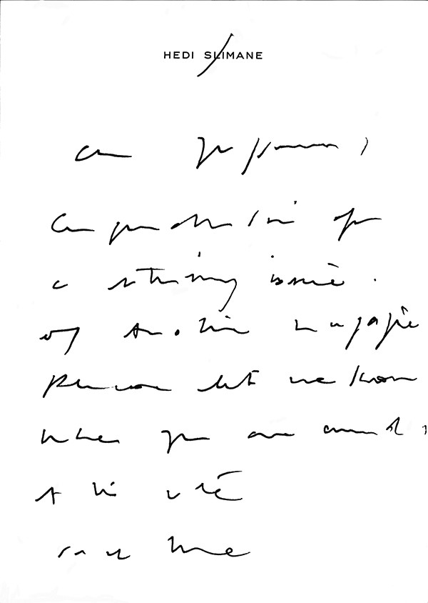 Handwriting by Hedi Slimane