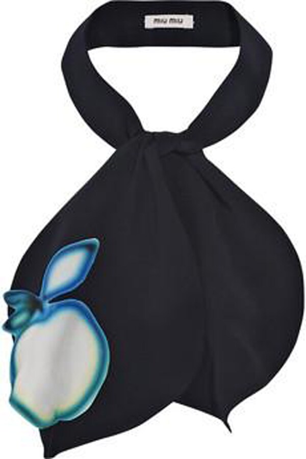 Apple-appliqu&#233; Silk Scarf by Miu Miu