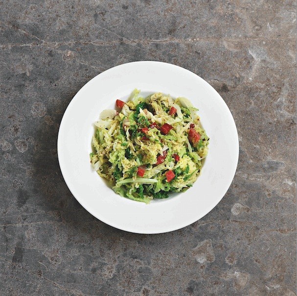 Stir-Fried Savoy Cabbage with Speck and Grain Mustard