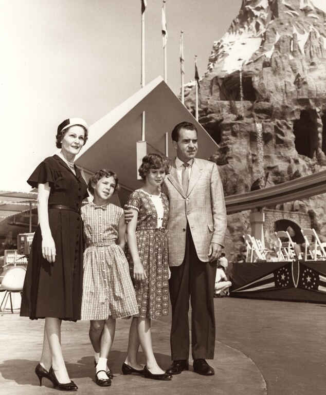 Then Vice-President Richard Nixon and family pose next to th