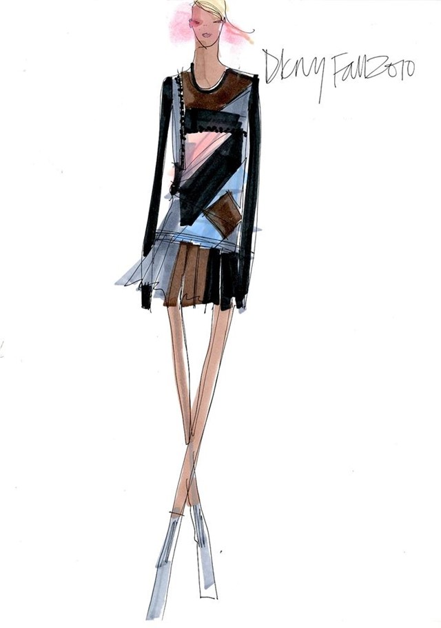 DKNY collection sketch by Donna Karan