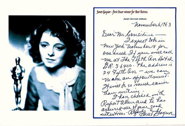 Janet Gaynor – First Oscar Winner for Best Actress, Part of 