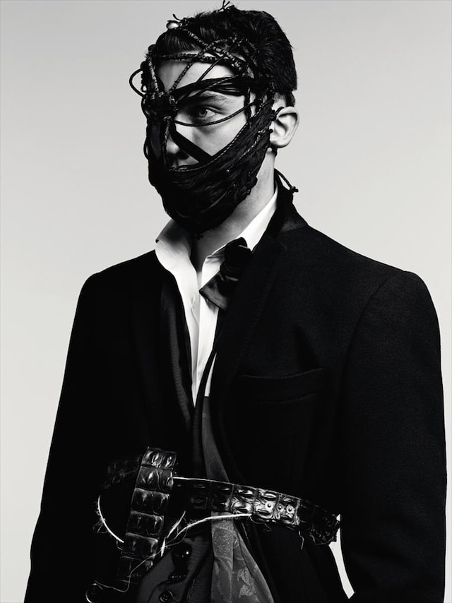 Leather and suede mask by Gabriella Marina Gonzalez; Three 